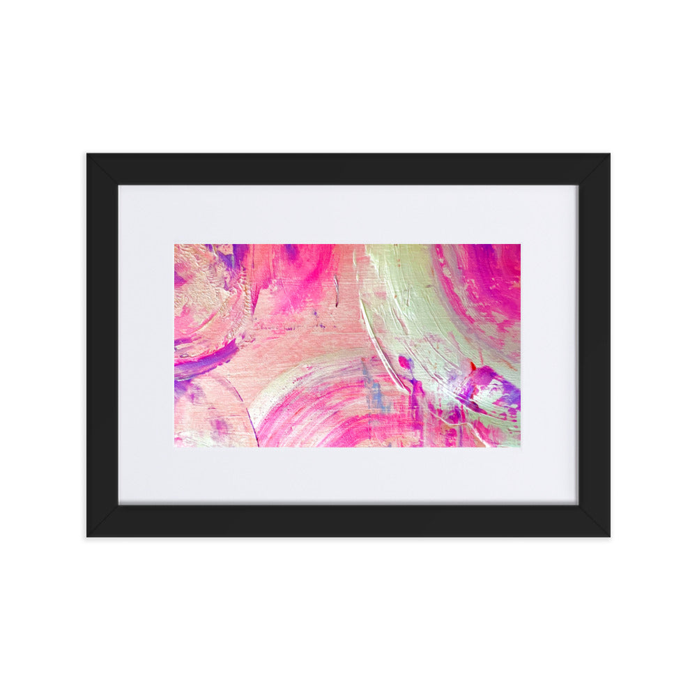 Beautiful print of hand painted acrylic in pink, purples and whites.