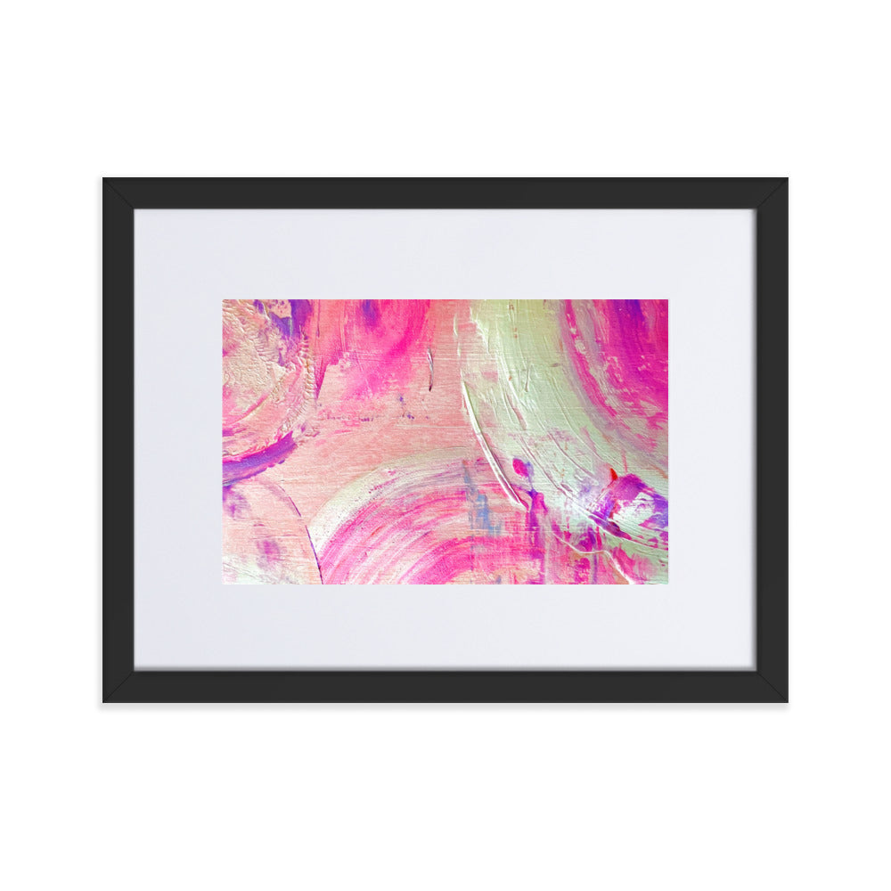 Beautiful print of hand painted acrylic in pink, purples and whites.