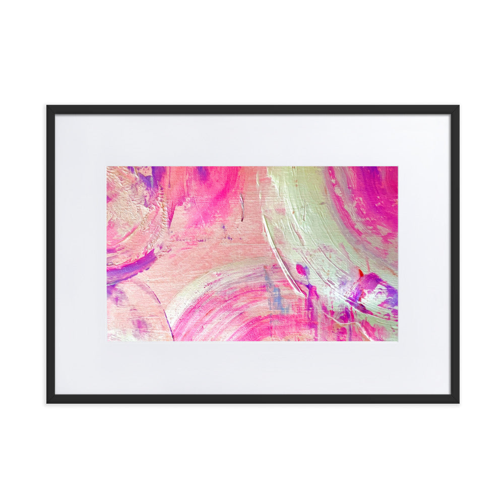Beautiful print of hand painted acrylic in pink, purples and whites.
