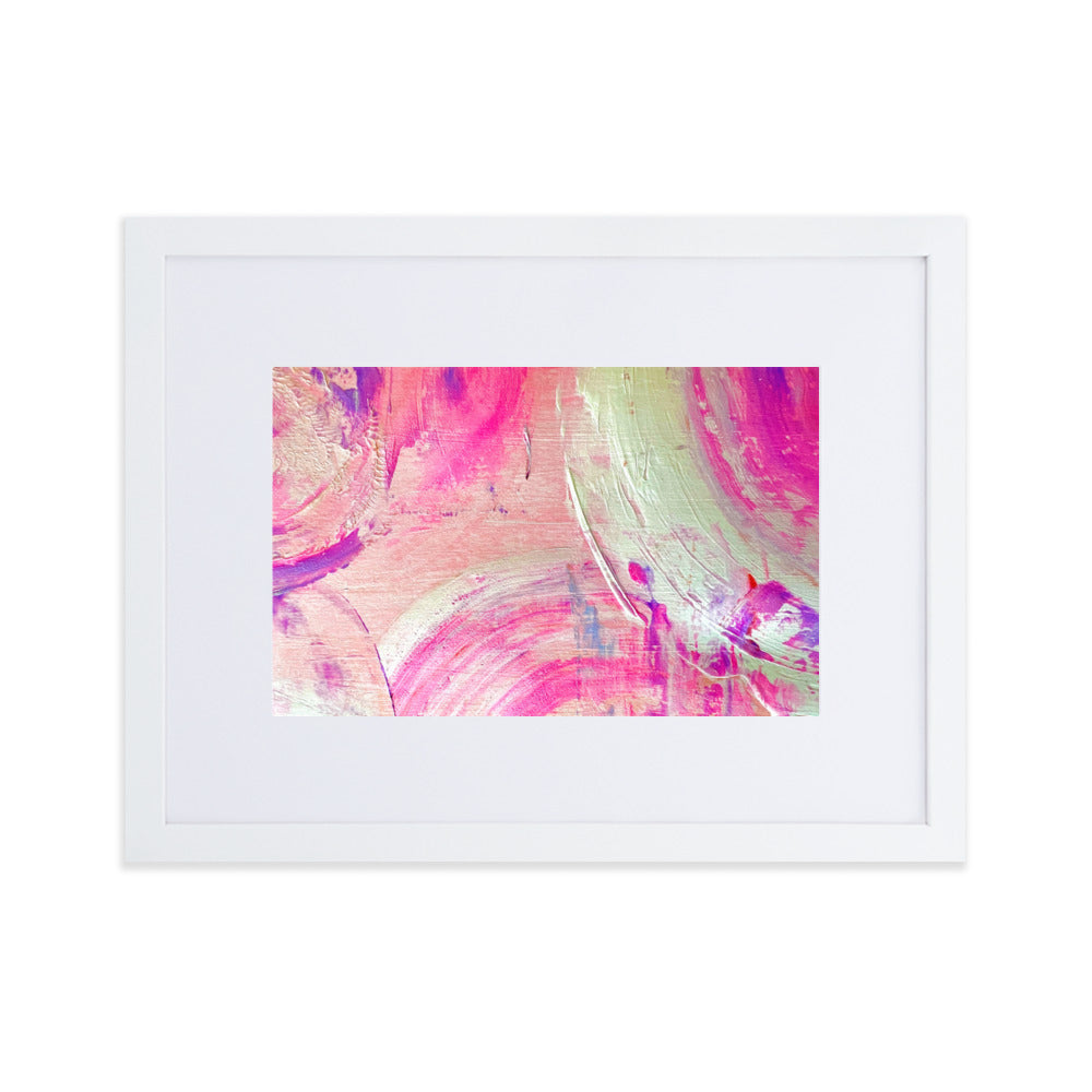 Beautiful print of hand painted acrylic in pink, purples and whites.