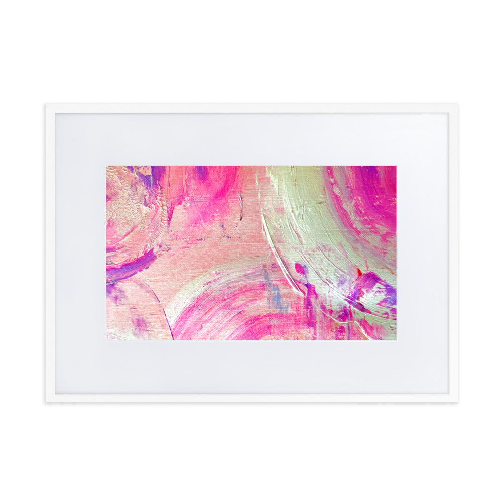 Beautiful print of hand painted acrylic in pink, purples and whites.