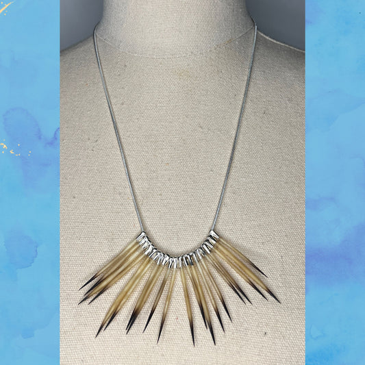 Stirling Silver Snake Chain Necklace with Echidna Quills. (56cm)